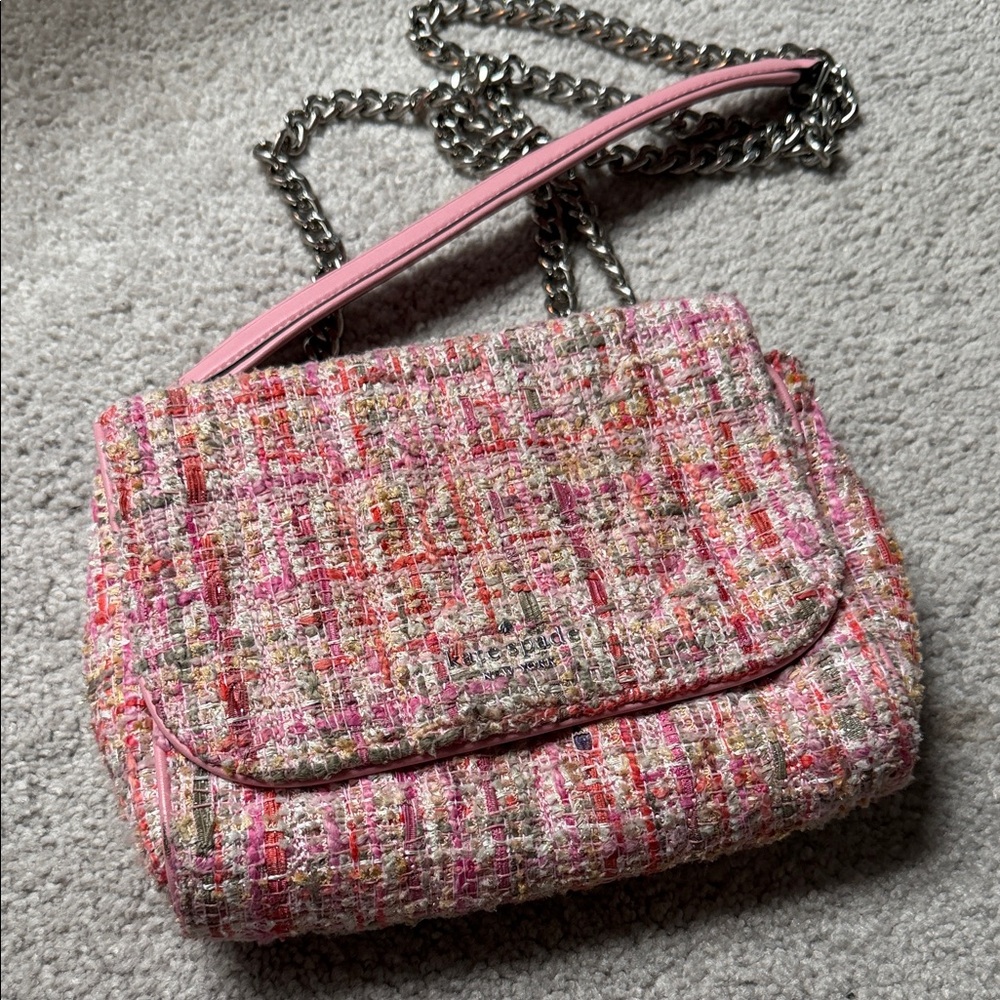 Kate Spade Pink Tweed Crossbody Bag